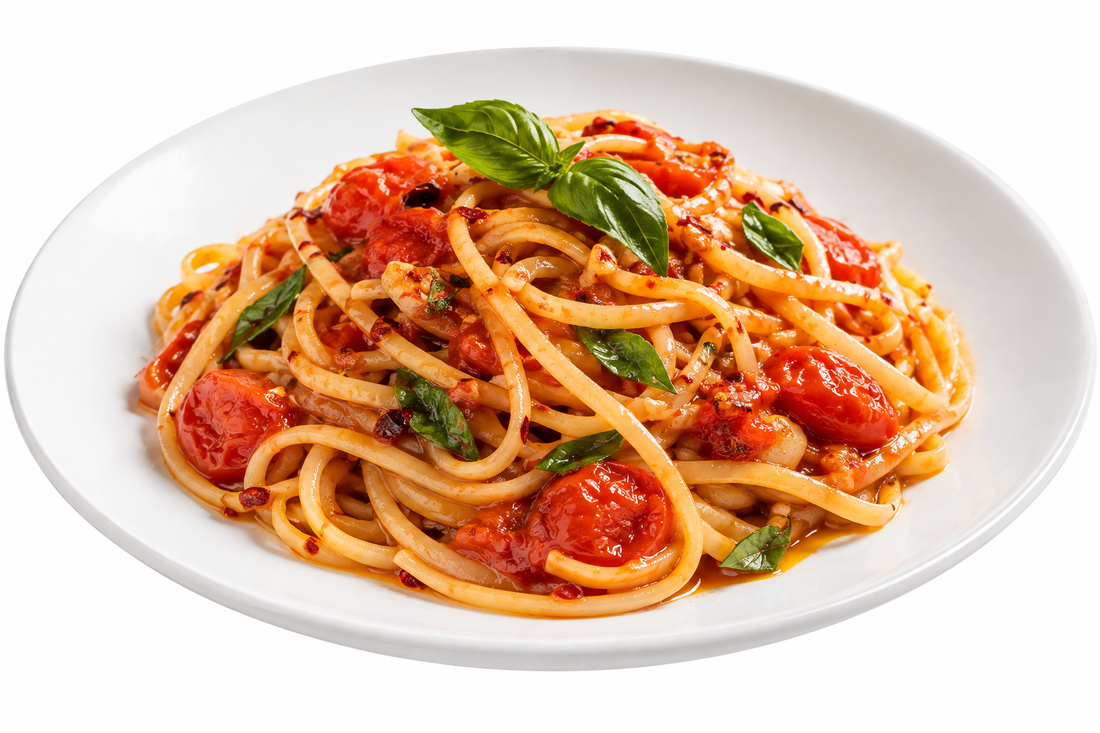Linguine al Peperoncino mit Pomodoro und Basilikum
