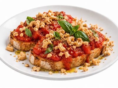 Bruschetta alla Napoletana mit Olivenöl und Taralli
