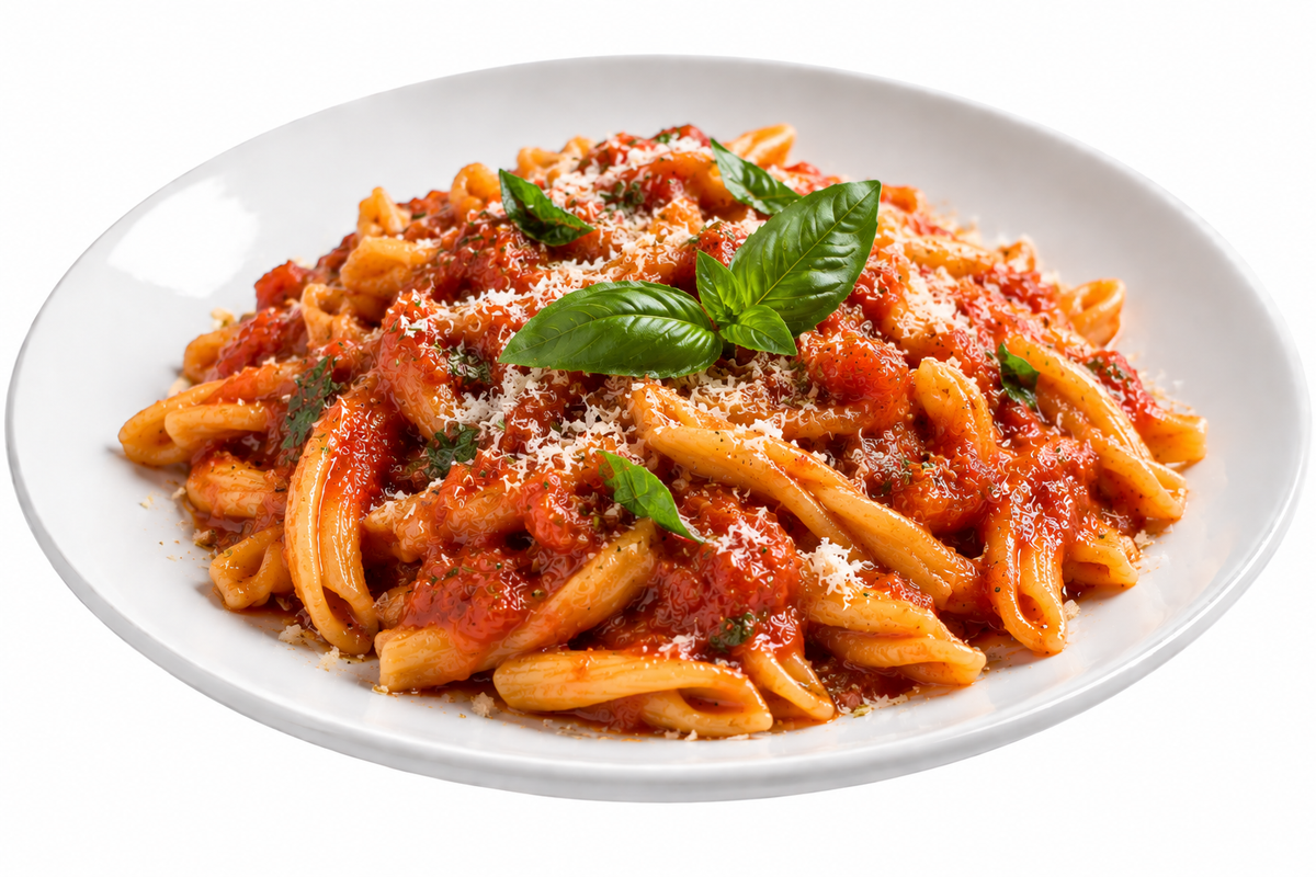 Caserecce al Sugo di Basilico con Olio Leccino