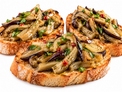 Bruschetta con Melanzane in Olio e Limone - Bruschetta mit eingelegten Auberginen in Öl und Zitrone