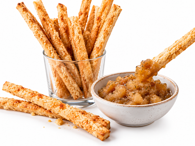 Grissini al Grana Padano con Aufstrich di Birne e Zenzero