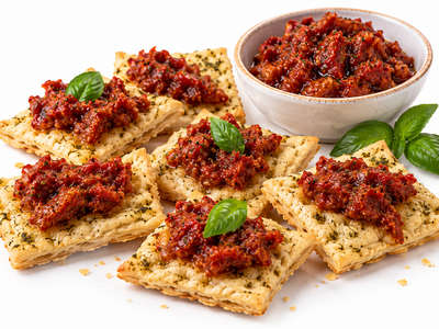 Sfogliatine al Pesto con Pomodori Secchi - Sfogliatine mit Pesto und getrockneten Tomaten