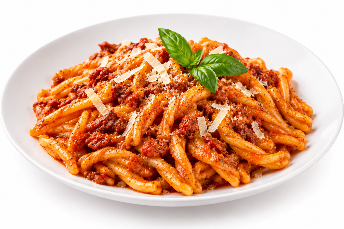 Caserecce Long al Pesto Rosso - Caserecce Long mit Pesto Rosso