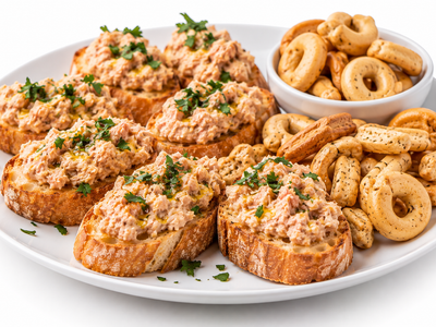 Crostini mit Rio Mare Thunfisch-Pesto und Gastronauta Taralli
