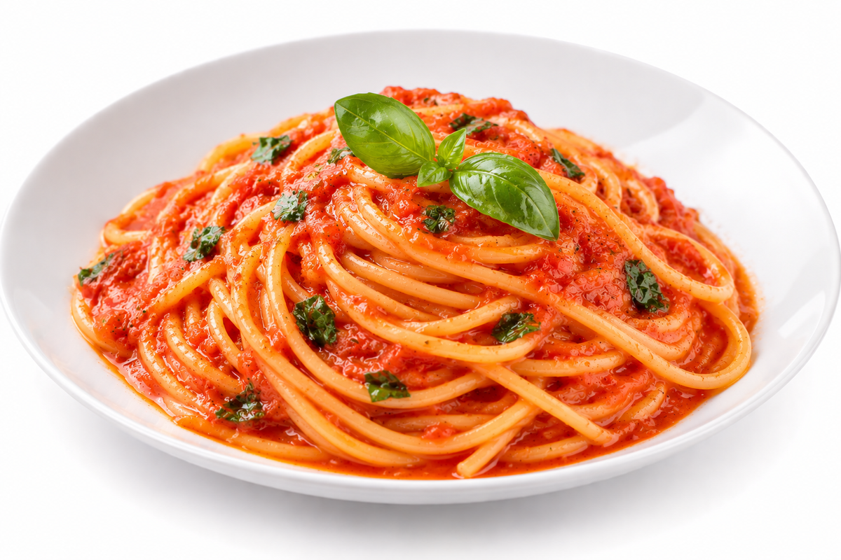 Spaghetti al Pomodoro con Olio Leccino -Spaghetti al Pomodoro mit Leccino-Olivenöl