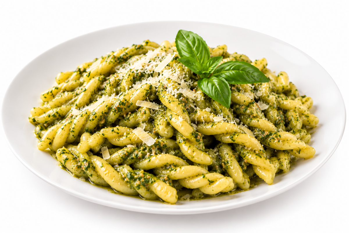 Fusilli al Ferretto al Pesto Genovese di Ascheri - Fusilli al Ferretto mit Genovese-Pesto von Ascheri