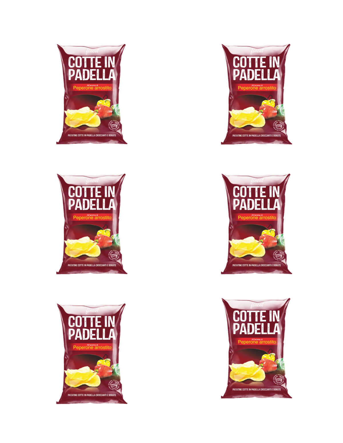 Chips Cotte in Padella mit gerösteter Paprika – italienisch Original – 6er-Pack – 6 × 70 g