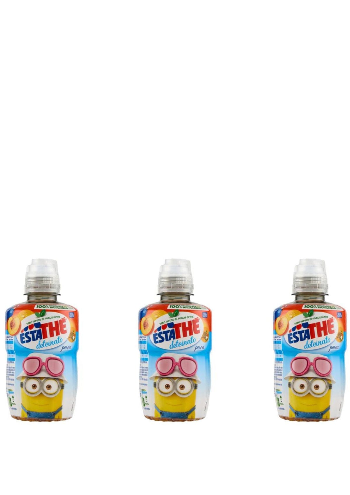 Estathé Deteinato alla Pesca PET Flaschen (3er-Pack / 3 x 250ml) mit Sportverschluss – entkoffeiniert – italienisch Original von Ferrero