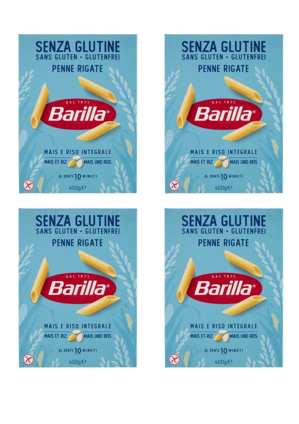 Barilla Penne Rigate Senza Glutine (4 x 400g) – Glutenfreie Pasta aus der Emilia-Romagna – italienisch Original