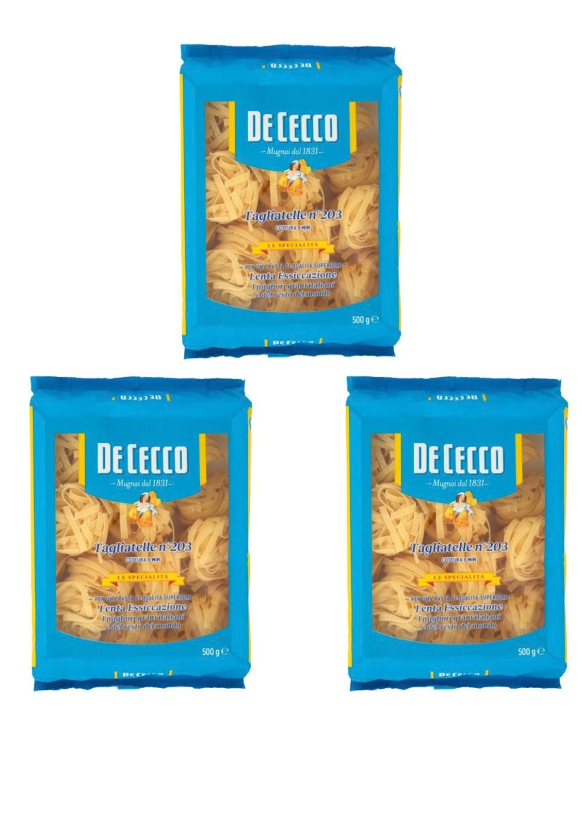 De Cecco Le Specialità Tagliatelle N° 203 (3er-Pack / 3 x 500g) – Pasta aus den Abruzzen – italienisch Original
