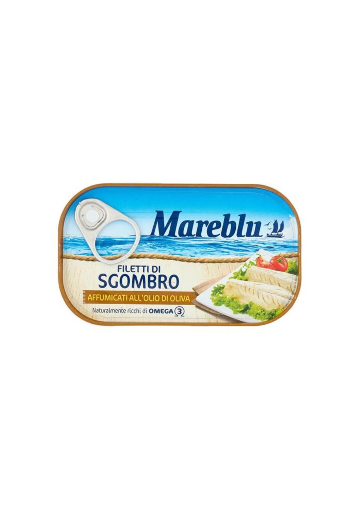 Mareblu Geräucherte Makrelenfilets in Olivenöl – italienisch Original – 90 g