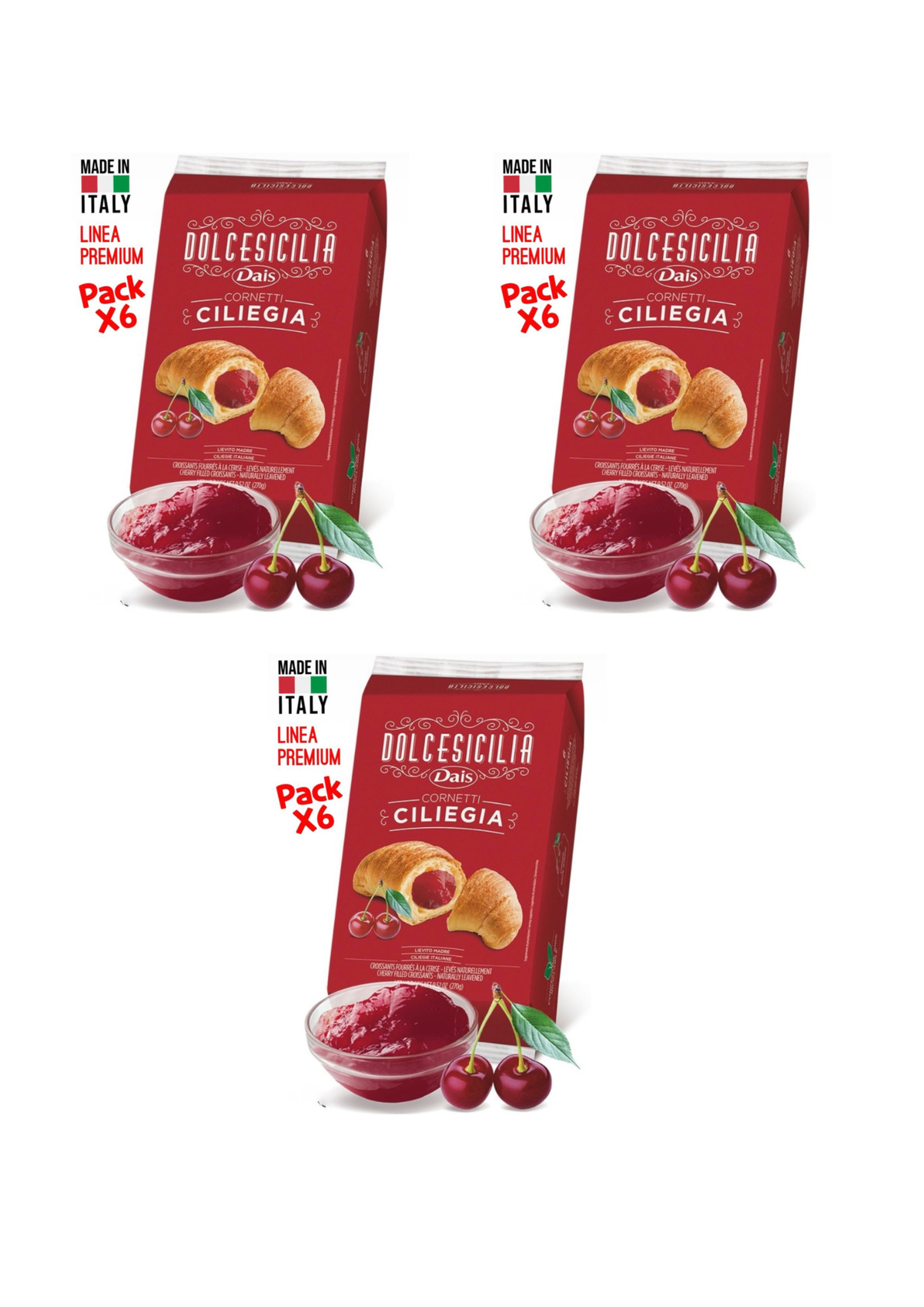 Dais Cornetti mit Kirschfüllung – italienisch Original – 18er-Pack – 18 × 45 g