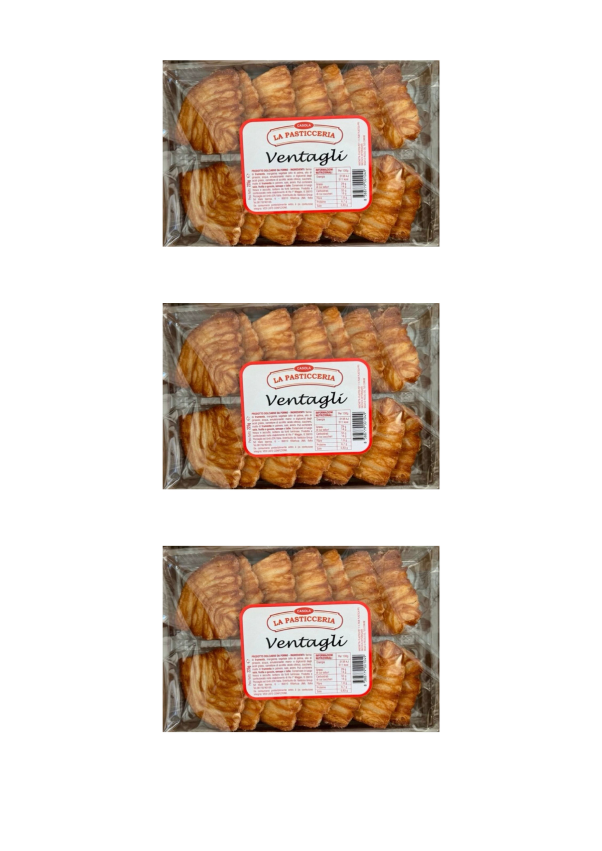 Casola Ventagli – Italienisches Blätterteiggebäck – italienisch Original – 3er-pack - 3 x 225 g