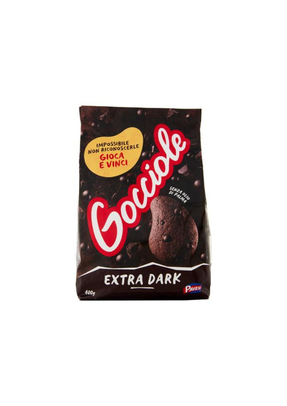 Pavesi Gocciole Extra Dark – Mürbeteigkekse mit extra dunklen Schokoladenstückchen – italienisch Original – 1 × 400 g