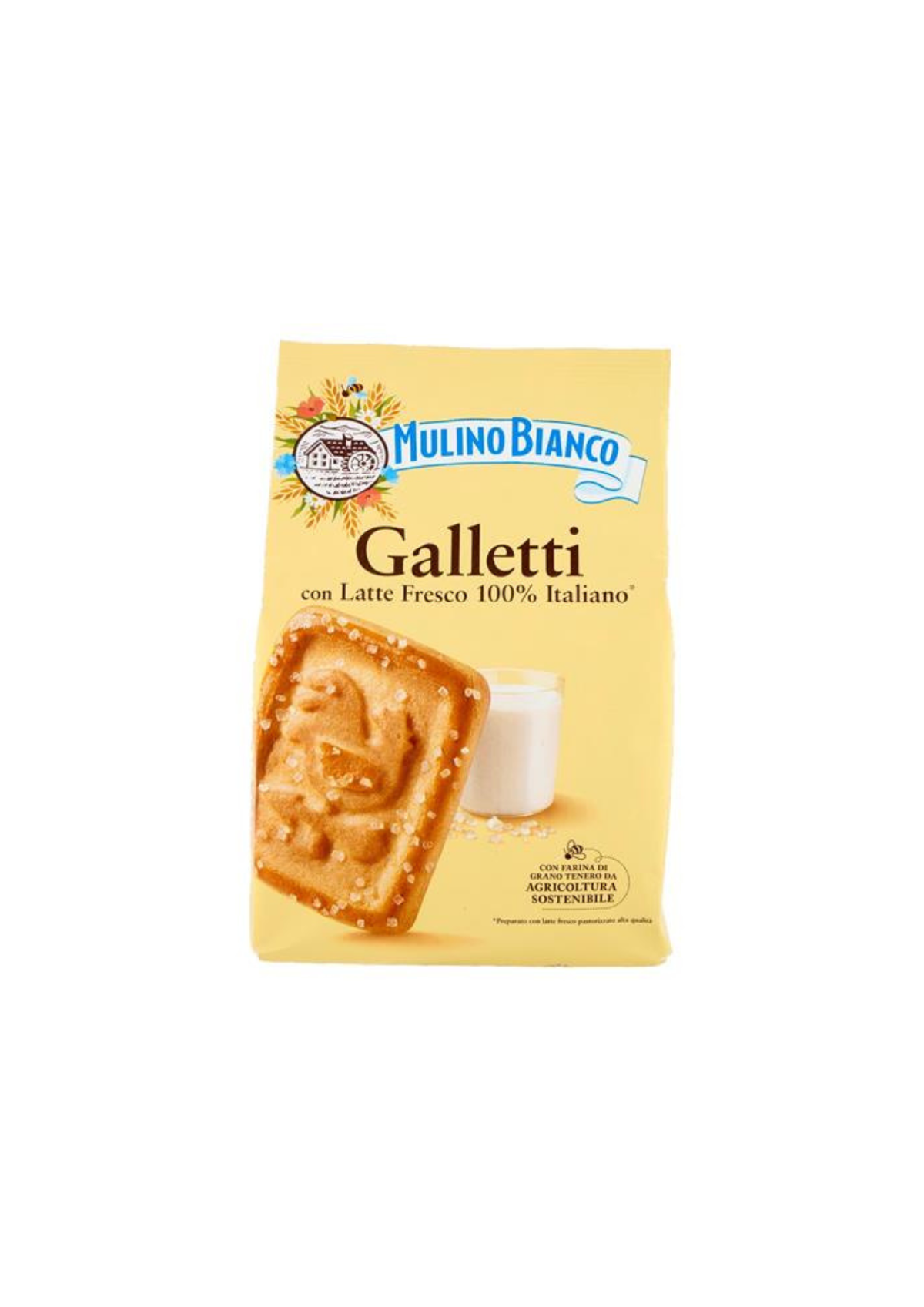 Mulino Bianco Galletti – Mürbeteigkekse mit frischer italienischer Milch und Zuckerkristallen – italienisch Original – 1 × 350 g