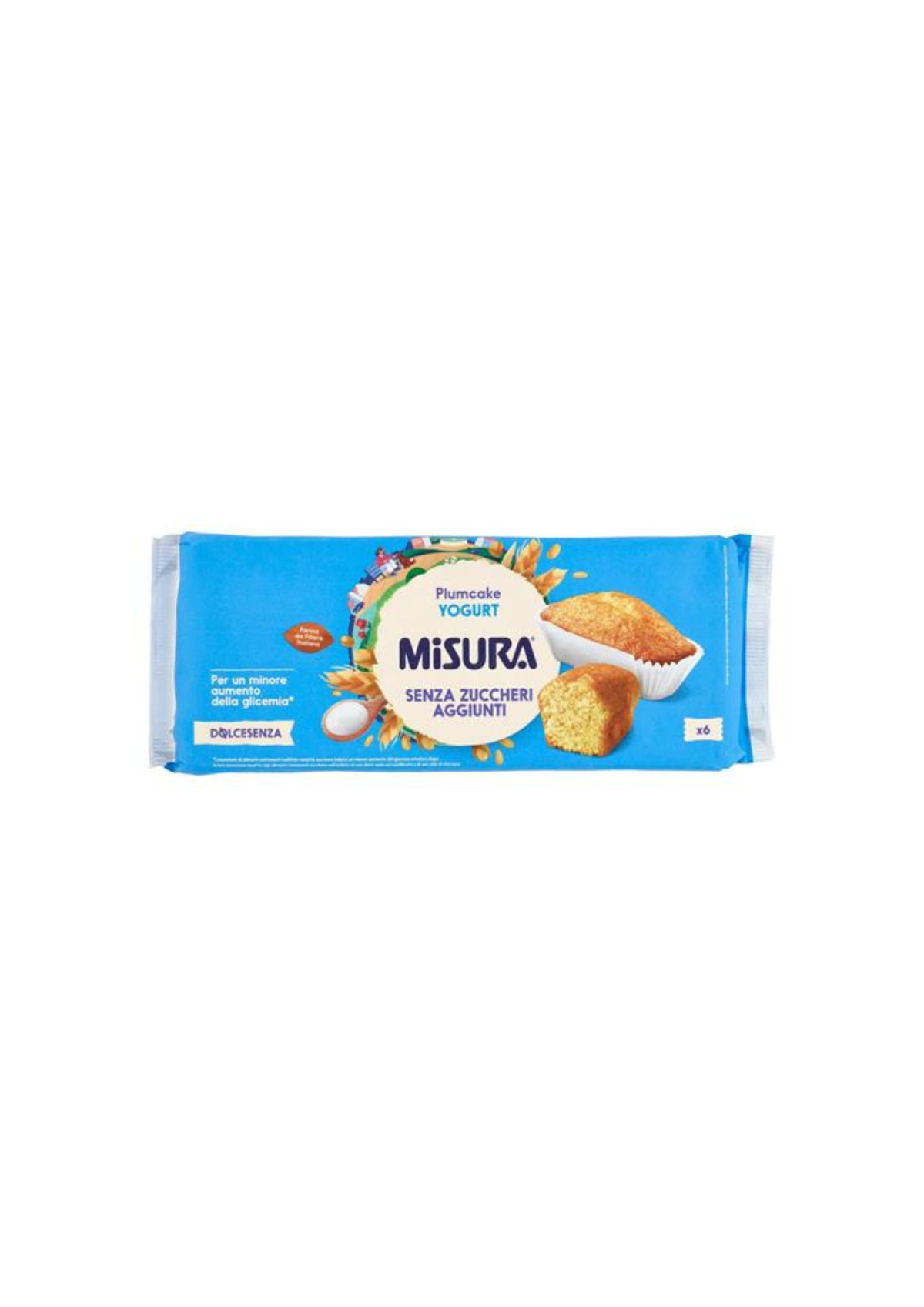 Misura Dolcesenza – Weicher Joghurt-Plumcake ohne Zuckerzusatz- italienisch Original- (6er-Pack) – 6 × 31,7 g