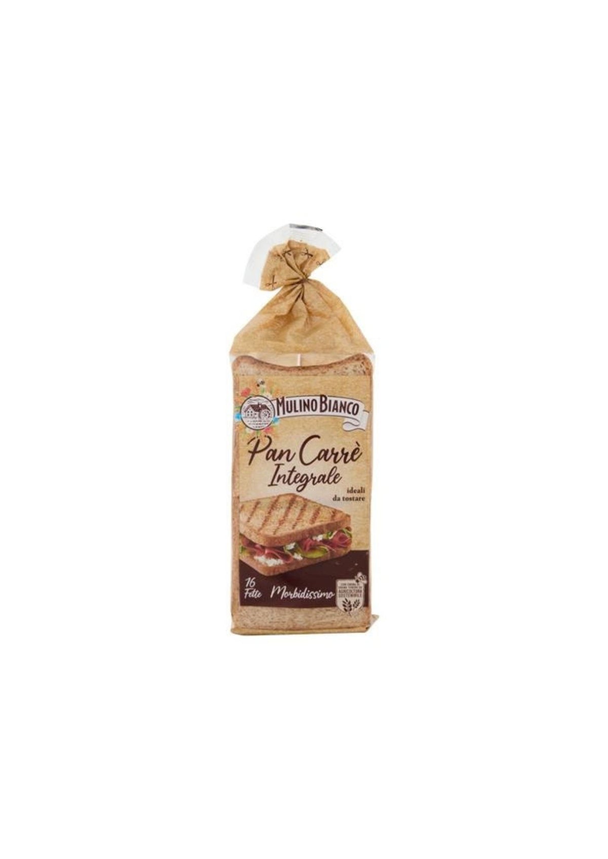 Mulino Bianco Pan Carrè Vollkorn-Sandwichbrot – 16 Scheiben – italienisch Original – 2er-Pack – 2 × 315 g