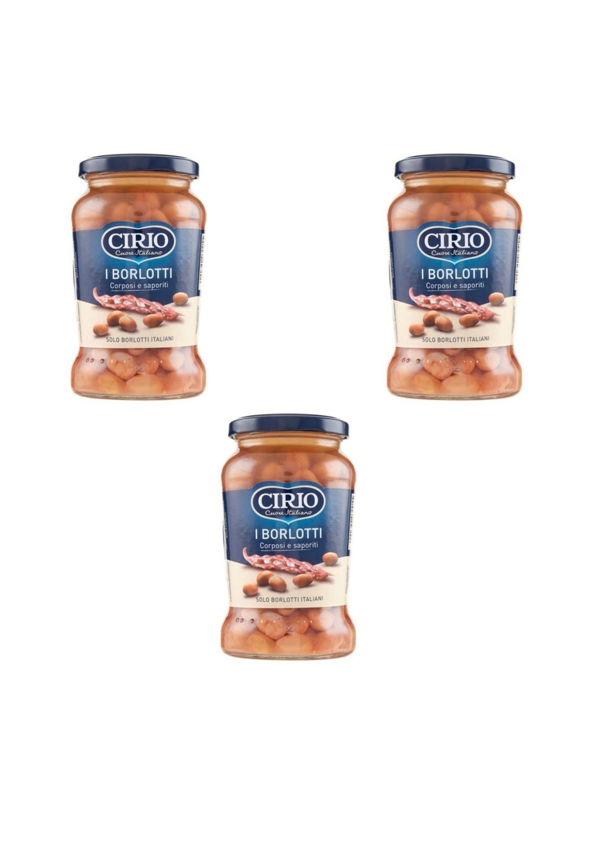 Cirio Borlotti-Bohnen – italienisch Original – 3er-Pack – 3 × 370 g