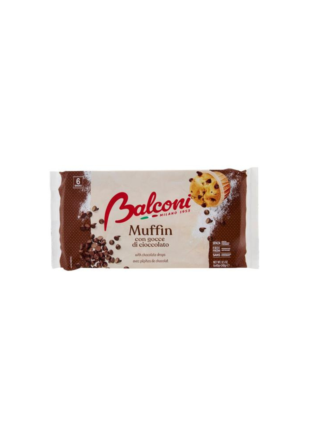 Balconi Muffin con Gocce di Cioccolato (6er-Pack) - 6x40g – italienisch Original