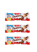 Kinder Bueno – Waffel mit Milch-Haselnuss-Füllung und Vollmilchschokolade-italienisch Original- (3er-Pack) - 3x43g