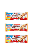 Kinder Bueno White – Waffel mit Milch-Haselnuss-Füllung und weißer Schokoladenhülle-italienisch Original- (3er-Pack) - 3x39g