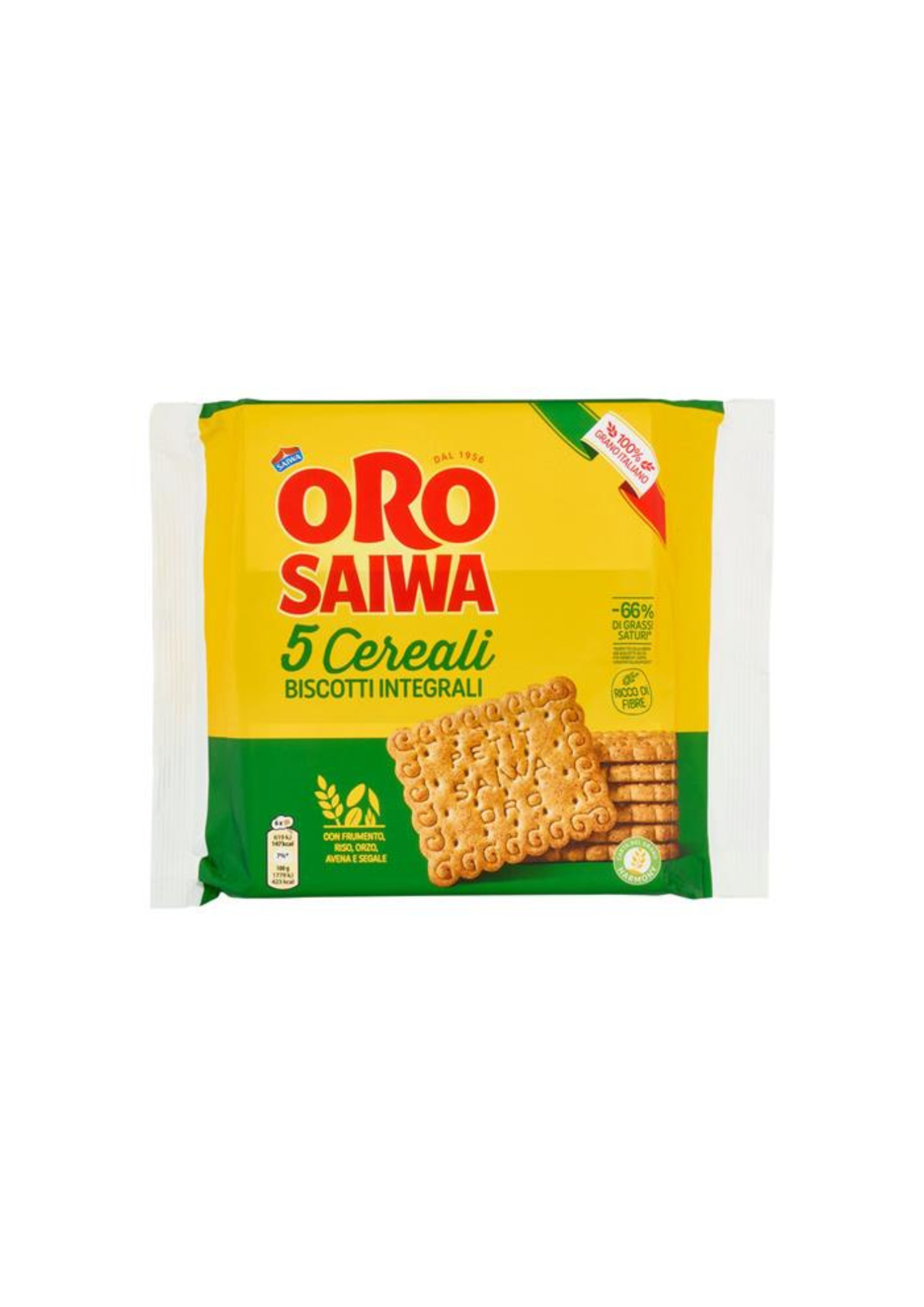 Oro Saiwa 5 Cereali – Vollkornkekse mit 5 Getreidesorten – italienisch Original – 1 × 420 g