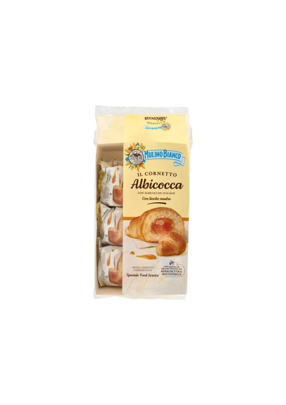 Mulino Bianco Cornetti Albicocca – Blätterteig-Cornetti mit Aprikosenfüllung (6er-Pack) – italienisch Original – 6 × 50 g