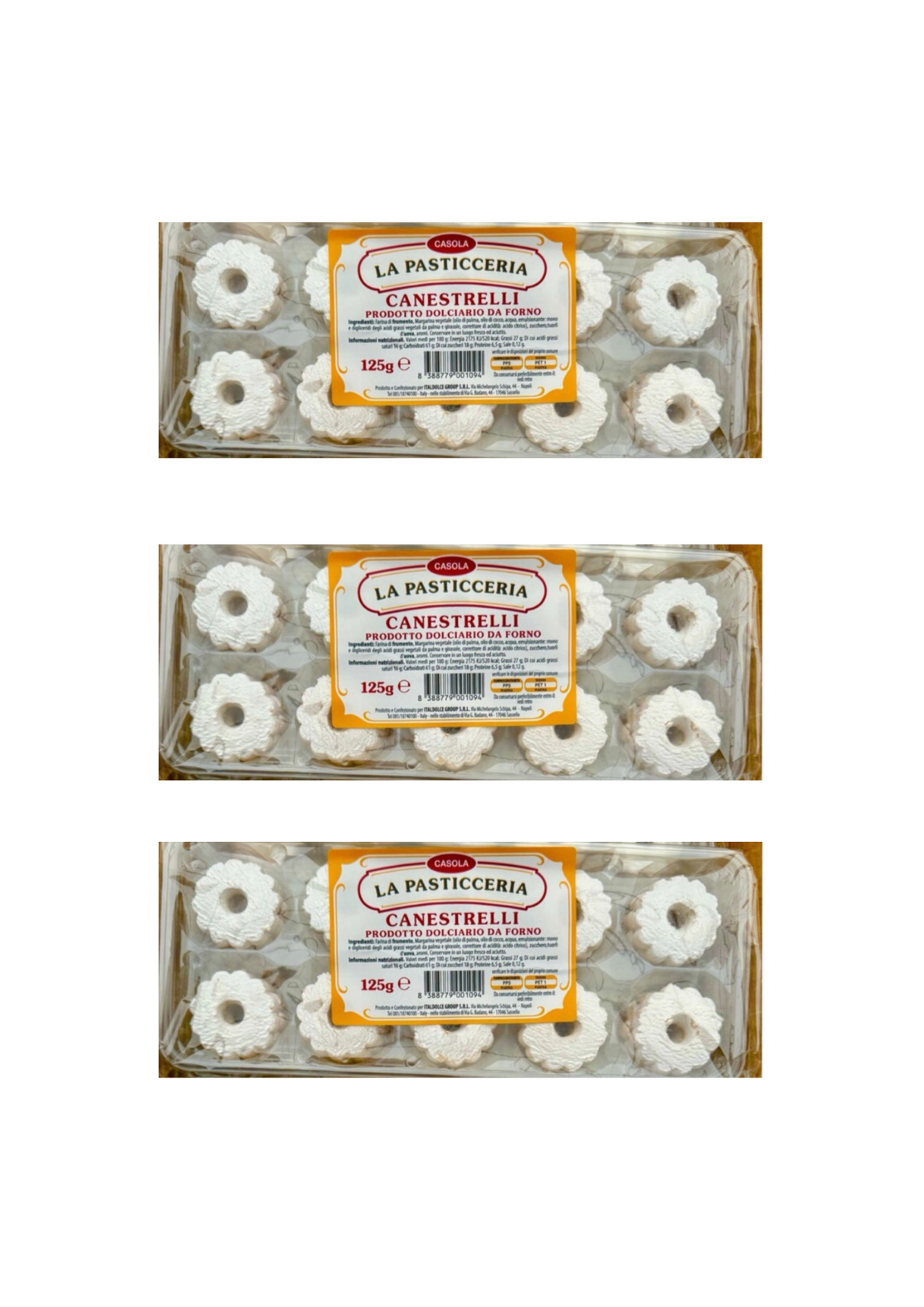Casola Canestrelli – Italienisches Mürbegebäck – italienisch Original – 3er-pack - 3 x 125 g