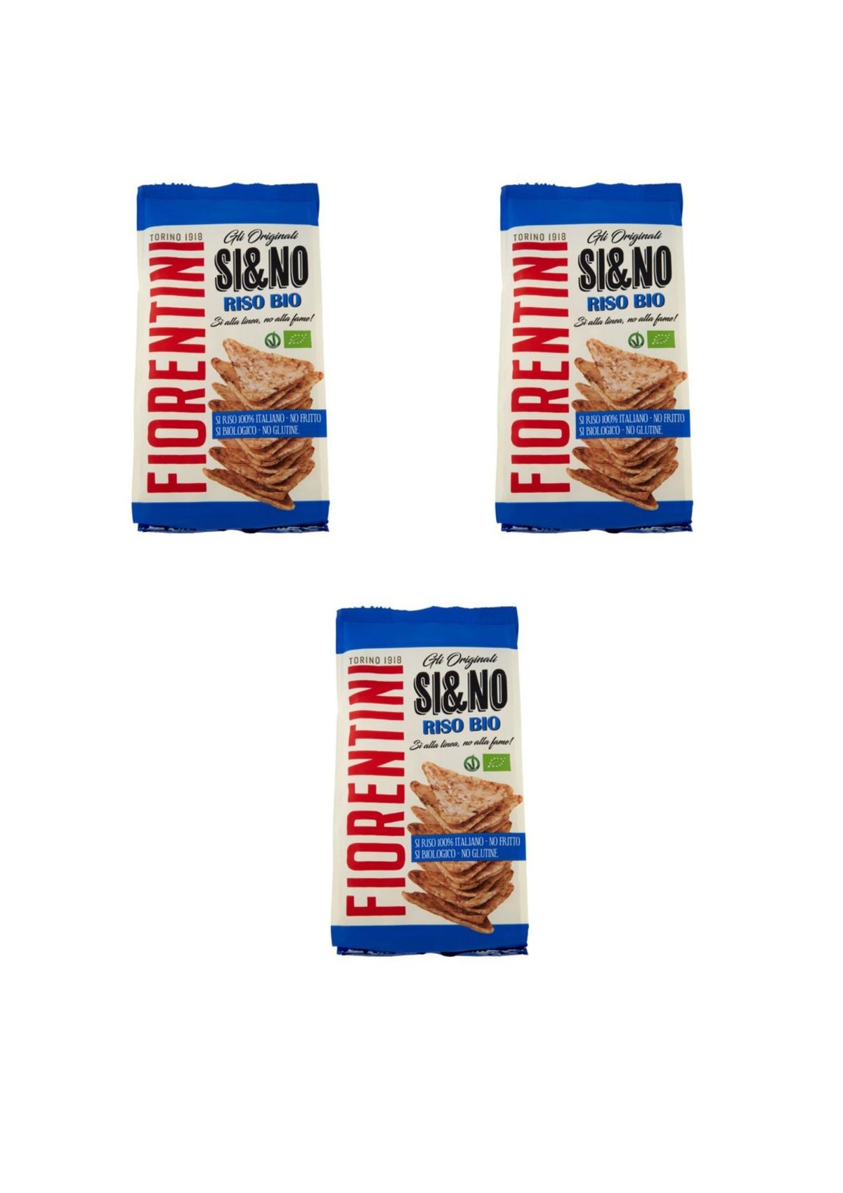Fiorentini Bio Reis-Dreiecke (3er-pack) – 3x100 g – Original italienischer Snack
