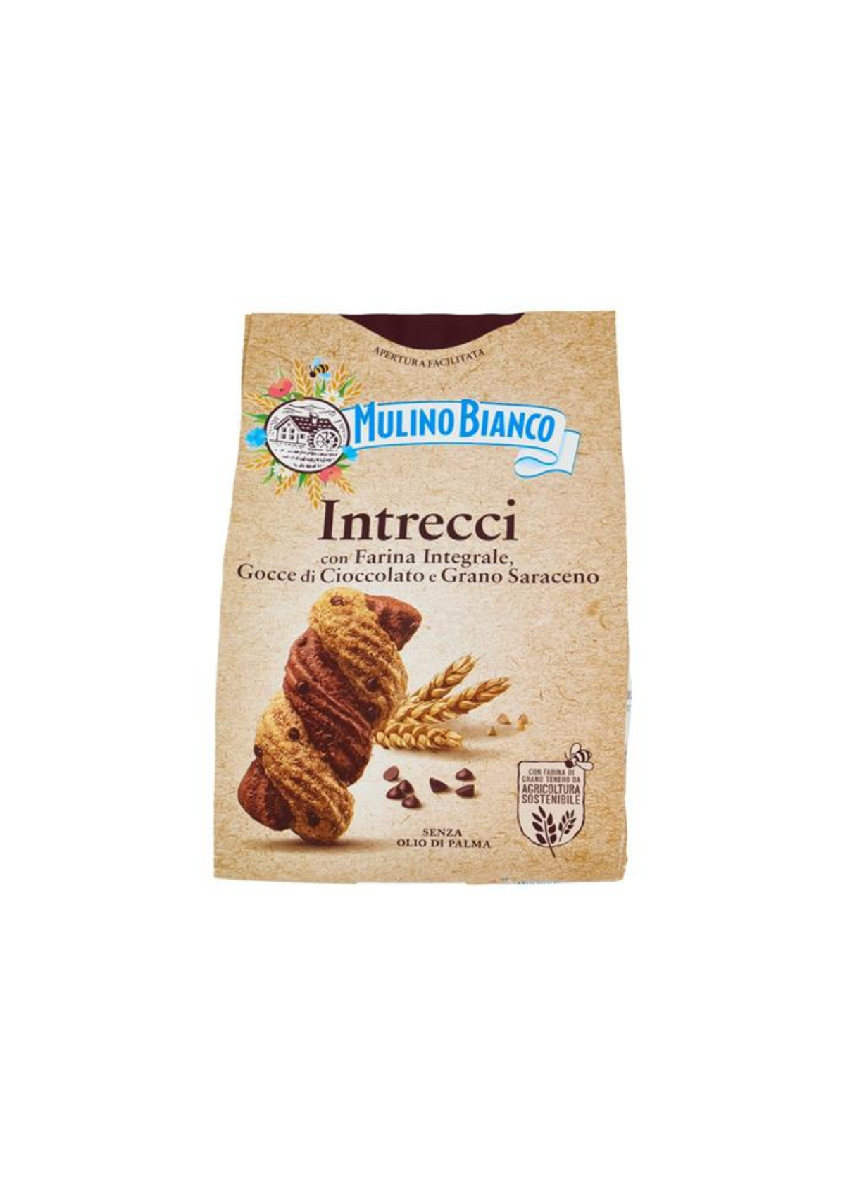 Mulino Bianco Intrecci – Vollkornkekse mit Kakao, Zartbitterschokolade und Buchweizen – italienisch Original – 1 × 300 g