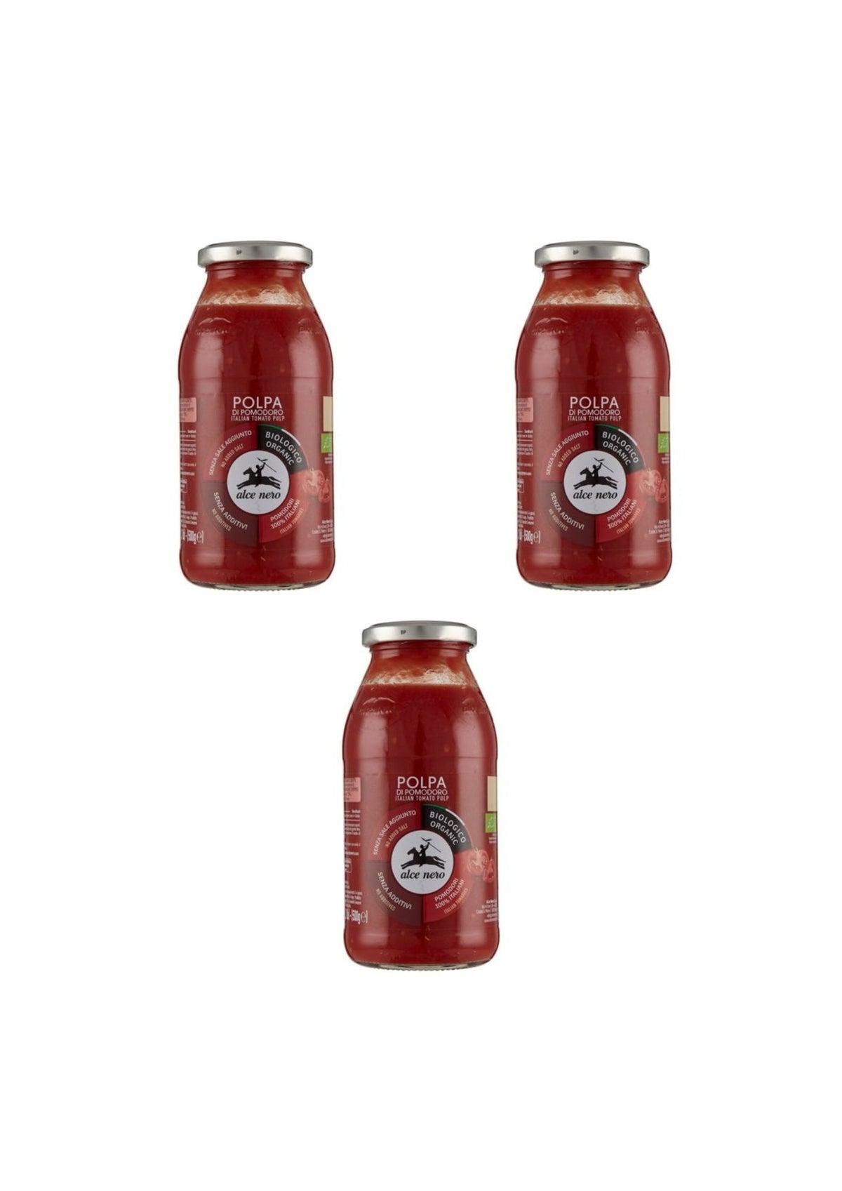 Alce Nero Fein gehackte Bio-Tomaten – italienisch Original – 3er-Pack – 3 × 500g