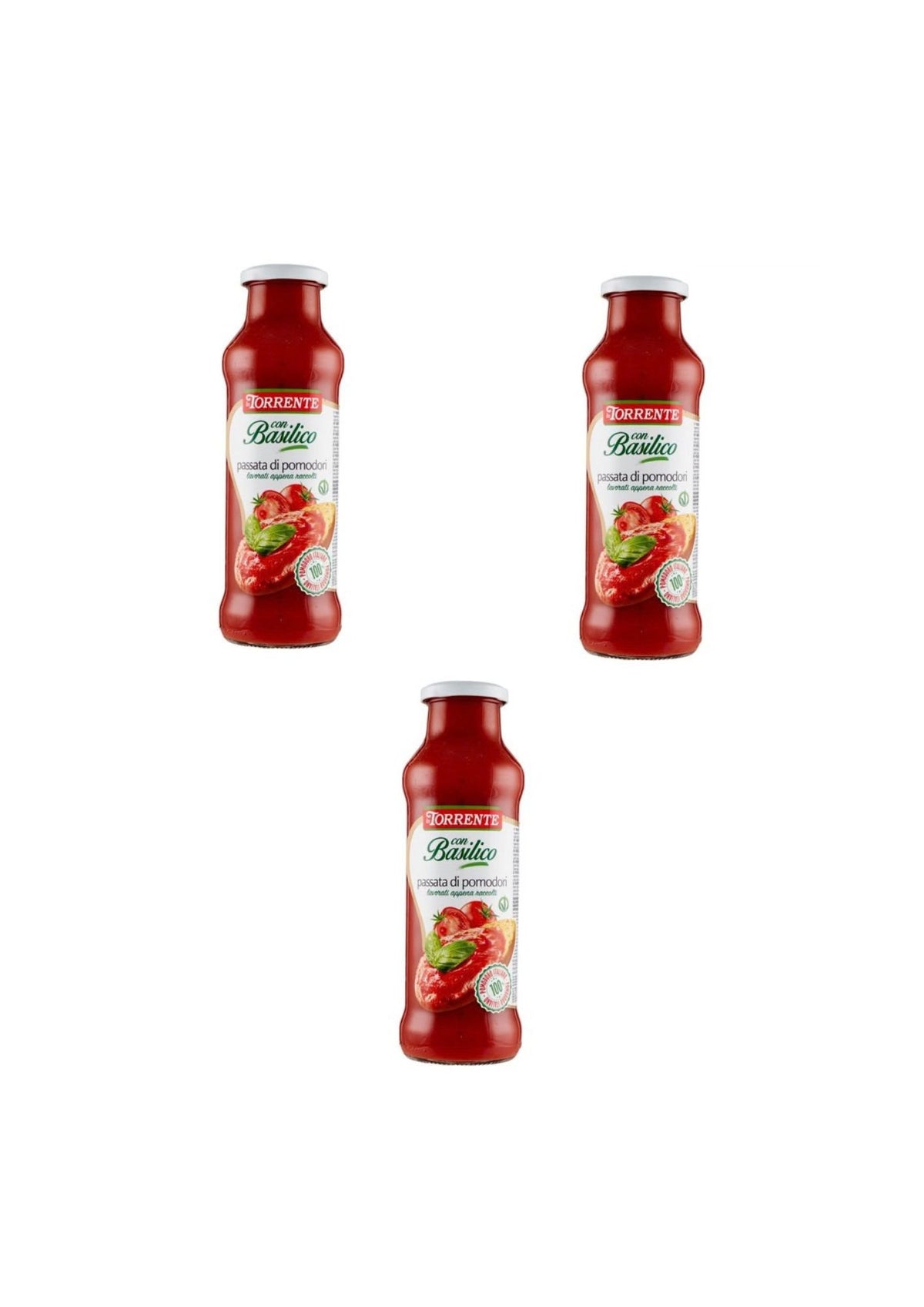 La Torrente Passierte Tomaten mit Basilikum – italienisch Original – 3er-Pack – 3 × 700 g