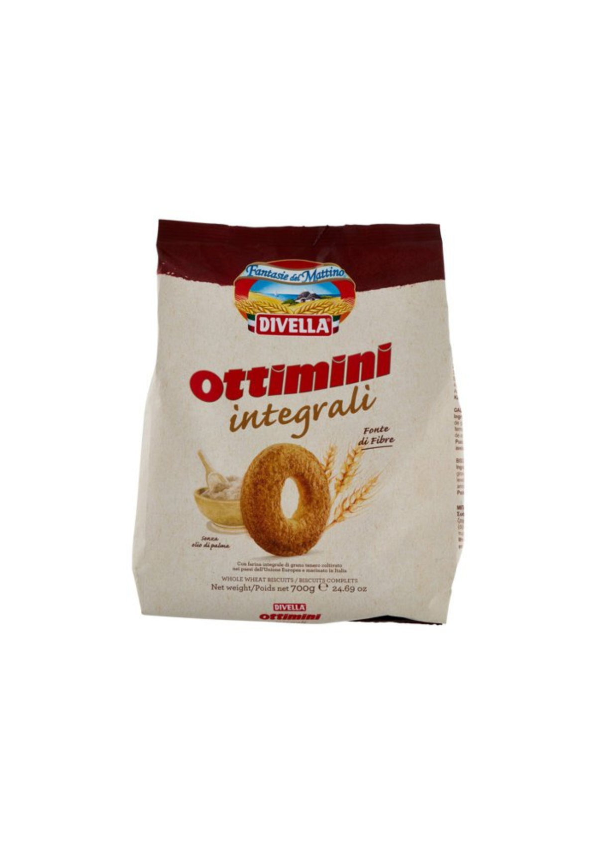 Divella Ottimini Integrali – Vollkornkekse aus 63 % Vollkorn-Weizenmehl – italienisch Original – 1 × 700 g