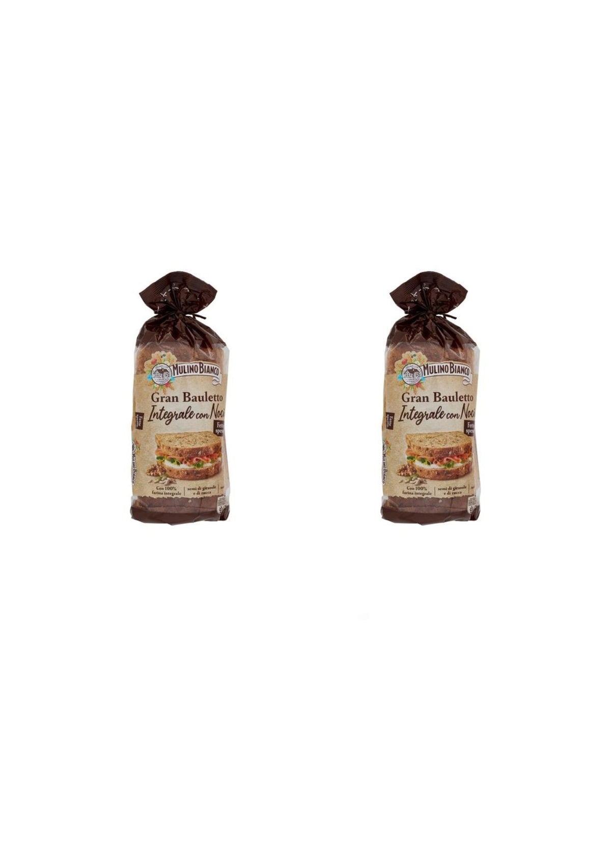 Mulino Bianco Gran Bauletto Vollkornbrot mit Sonnenblumenkernen, Kürbiskernen und Walnüssen – italienisch Original – 2er-Pack – 2 × 465 g