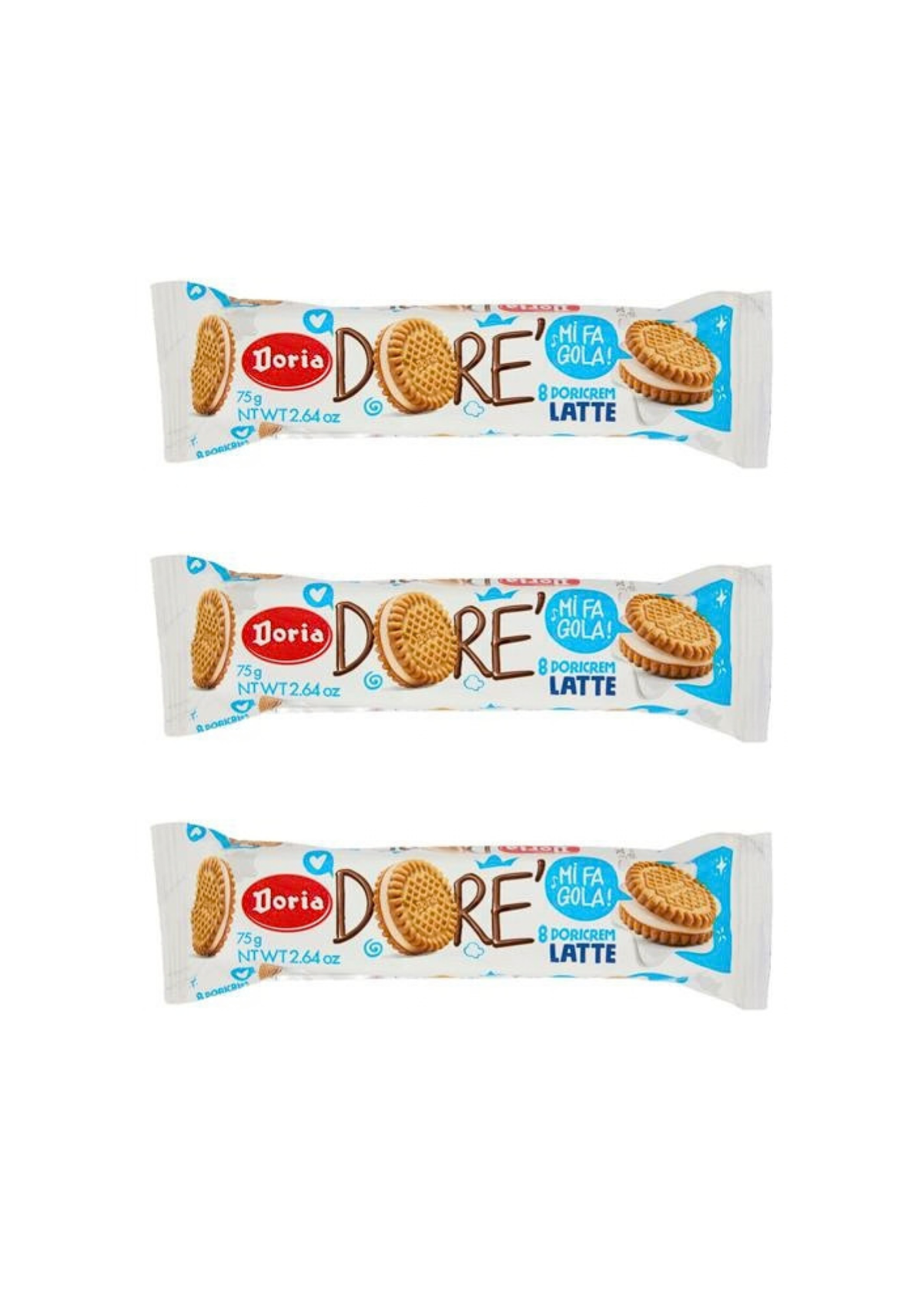 Doria Dorè Latte – Milch-Kekse – italienisch Original – 3er-Pack – 3 × 75 g