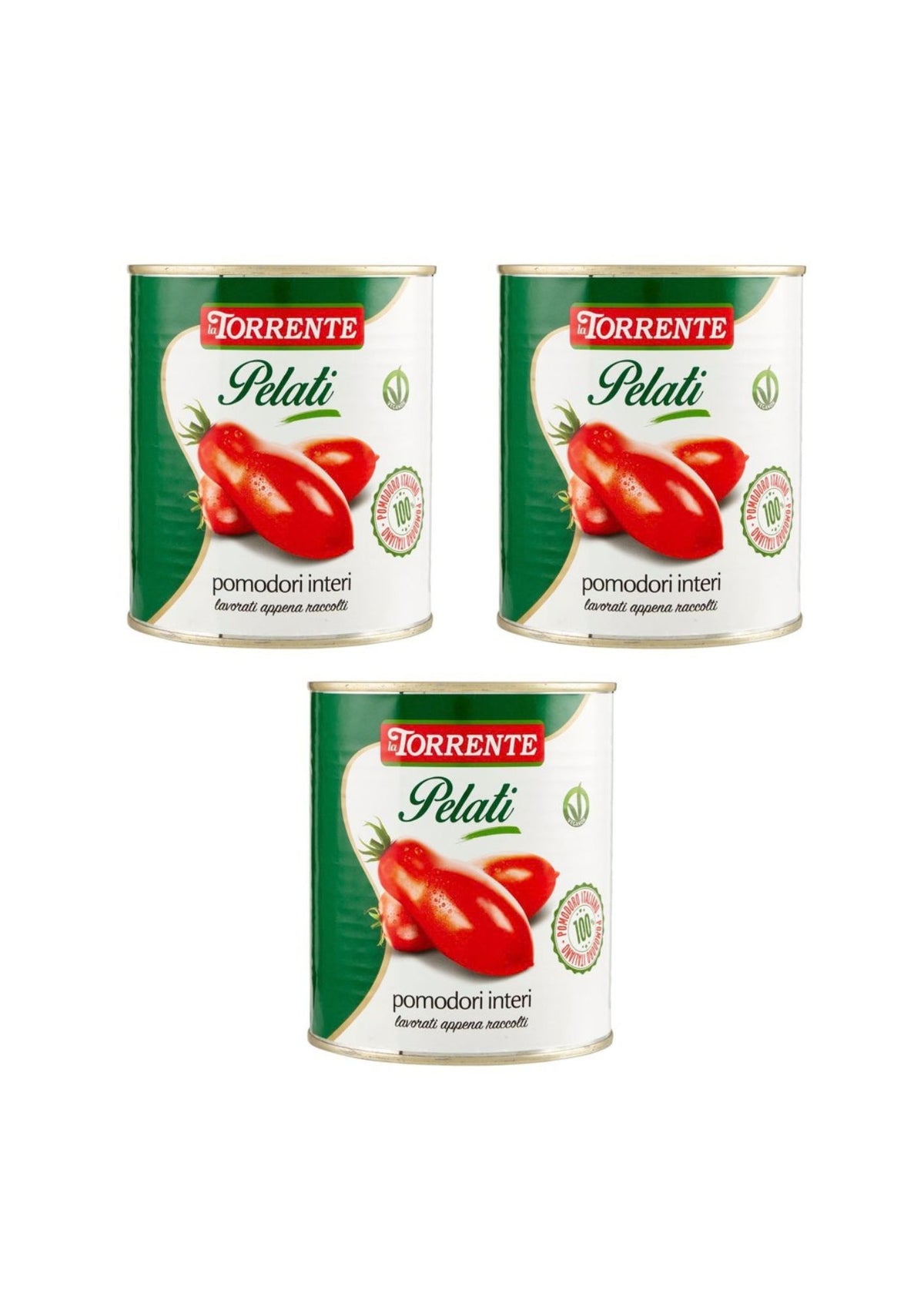 La Torrente Geschälte ganze Tomaten – italienisch Original – 3er-Pack – 3 × 800 g